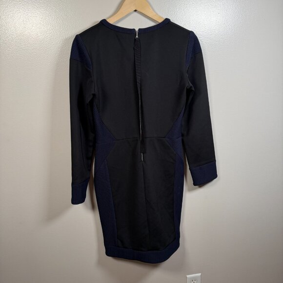 Sonia Rykiel Sheath Dress Size 40 Medium Black Blue Illusion Knee Length Career - Picture 2 of 9